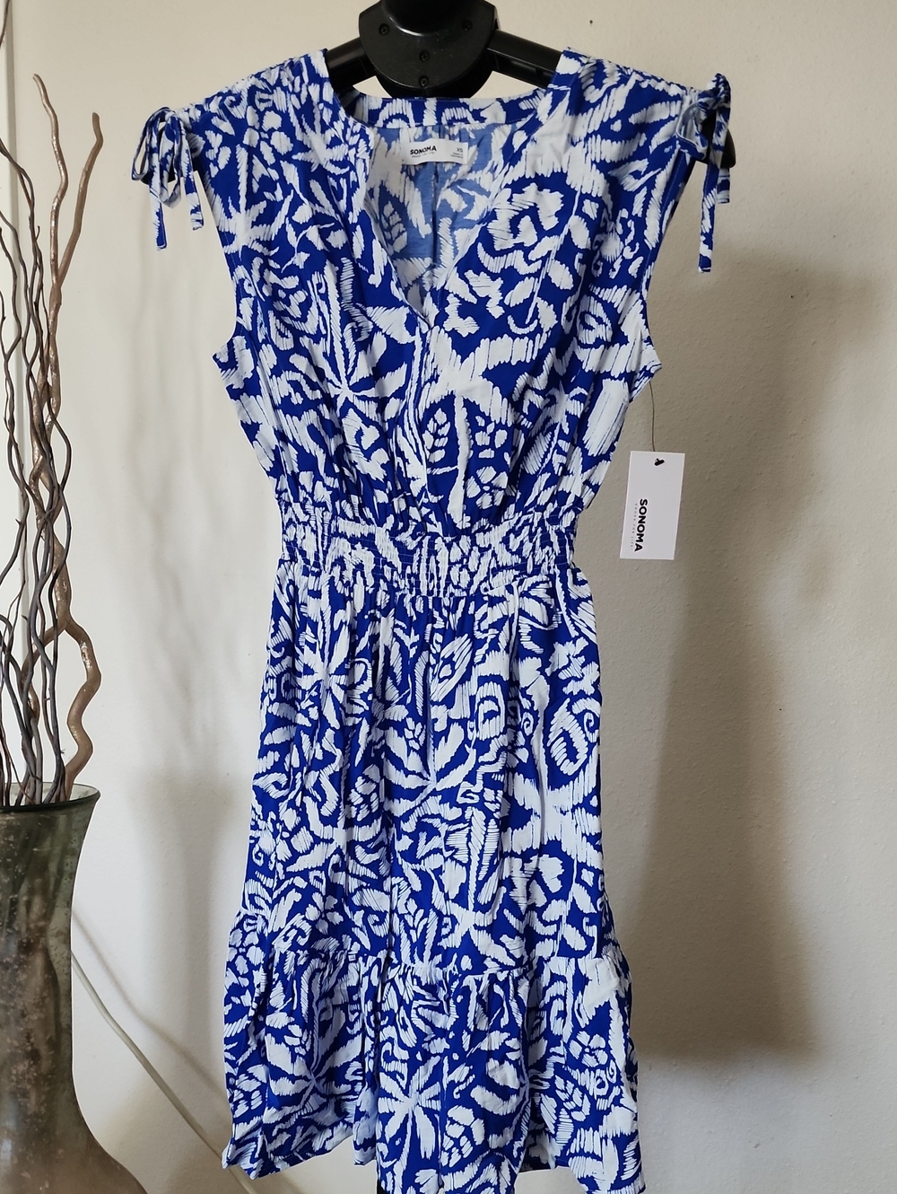 Sonoma Blue and White Patterned Midi Dress